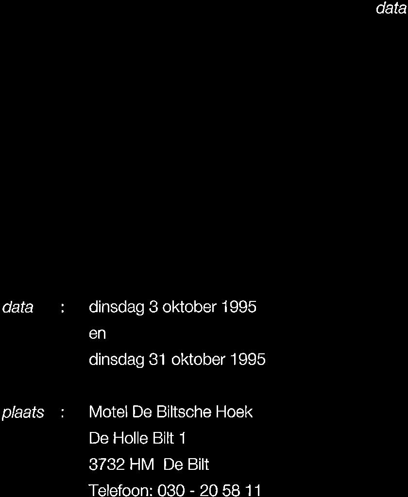 Telefoon: 071-18 1B 18 Workshop Vll data : dinsdag 3 oktober 1995 en dinsdag