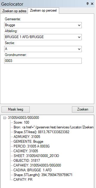 Zoeken op Percelen: Als men op Percelen
