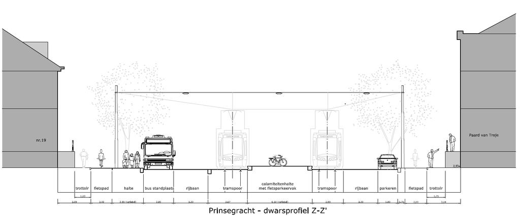 De noodhalte zal daardoor alleen beschikbaar zijn voor het tweerichtingenmaterieel (Avenio en Citadis). Afbeelding noodhalte Prinsegracht De noodhalte zal toegankelijk ingepast worden.