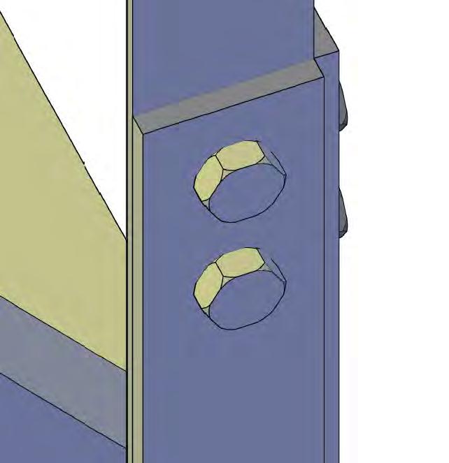 LE131500-R01 SR C4 8 april 2014 Bijlage 4.7: Toetsing verbinding topsectie en middensectie Verbinding met 10mm dikke schetsplaten, waarin pasbouten M16 8.8 verspringend zijn aangebracht.