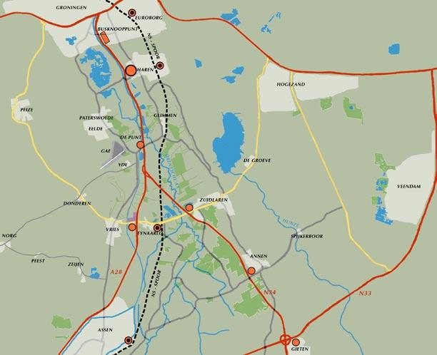 LEGENDA Kralensnoer van kleine transferia langs A28 en N34 transferpunt langs A28 of N34 transferpunt langs het spoor busknooppunt Ketwich-Verschuurlaan N33 Na