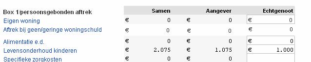 Partnerregelingen samenwoonperiode en vervolgens voor het hele jaar.