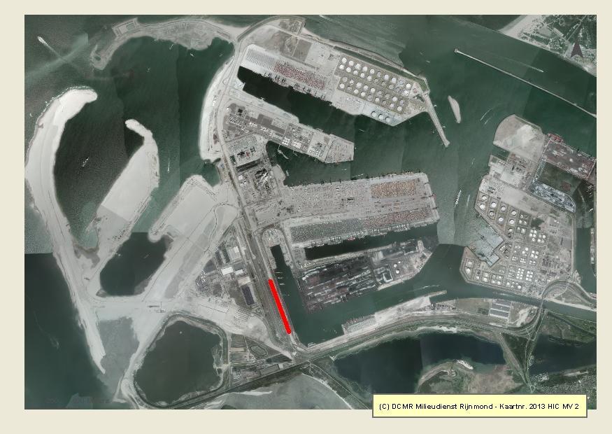 3 Resultaten onderzoek 3.1 Buisleidingen op locatie Maasvlakte 1 (MV1) De locatie van de leiding op locatie Maasvlakte 1 is weergegeven in de onderstaande figuur.