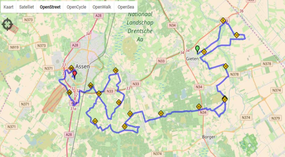 woensdag (wednesday) 2 augustus klassieker Parcours dwars door Drenthe over diverse afstanden / different courses through the province Een gedetailleerde, GPS- beschrijving van het parcours vindt u