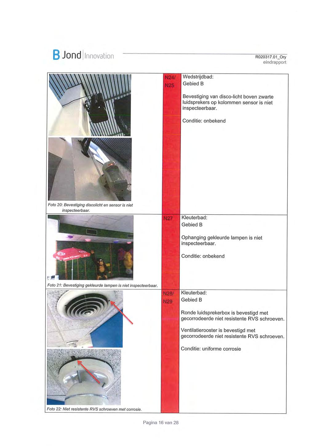 B Jofldllnnovation Wedstrijdbad; Bevestiging van disco-licht boven zwarte luidsprekers op kolommen sensor is niet Inspecteerbaar.