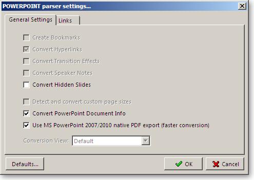 Selecteer de optie 'Use MS Powerpoint 2007/2010 native PDF export (faster conversion)' en klik op 'OK' 5.