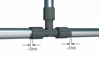 32-4 Minimale overlapping van 0,5 m Fittings met schuifhulzen uit messing in diameter 50 en 63 kunnen in de cliphalfschalen geklikt worden wanneer de cliphalfschaal de fitting minimaal 0,5 m overlapt.