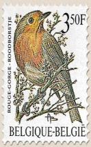 2223 - Vogels - Roodborstje - 3,50 - Buzin - grijze gom Uitgiftedatum: 25/08/1986 folder Nr.