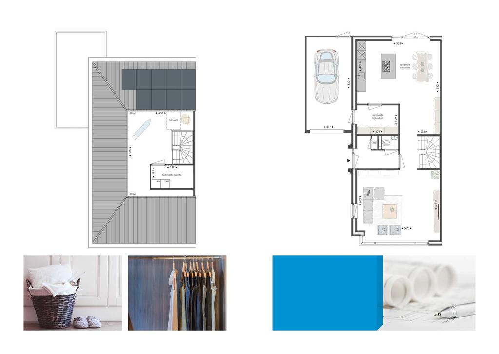 2 onder 1 kapwoningen Aan de Dijk, tweede verdieping 2 onder 1 kapwoningen Aan de Dijk, optieplattegrond Optieplattegrond Liever een grotere leefkeuken mét of zonder bijkeuken?