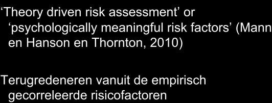 Dynamische Risicotaxatie Dynamische Risicotaxatie Theory driven risk