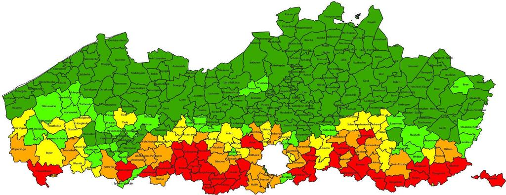 Kaartlagen erosie Erosiegevoeligheidskaart van de