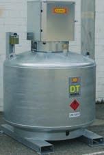 DT-Mobil [PG 4] Enkelvoudige tankinstallatie voor mobiel gebruik buiten en in gebouwen Toelating tijdelijk onbegrensd toegelaten volgens ADR voor transport inhoud 400, 600 of 980 Liter, daarmeeonder