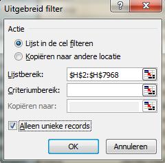 identieke records weggefilterd. Je kiest dan ook best voor 1 kolom om op te filteren, bijv. naam om alle andere records voor dezelfde persoon weg te filteren. 2.