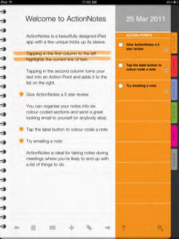 ActionNotes is geschikt voor iedereen die aan projecten werkt en daarvoor een overzichtelijke agenda nodig heeft. Het installeren van ActionNotes kost 2,99.