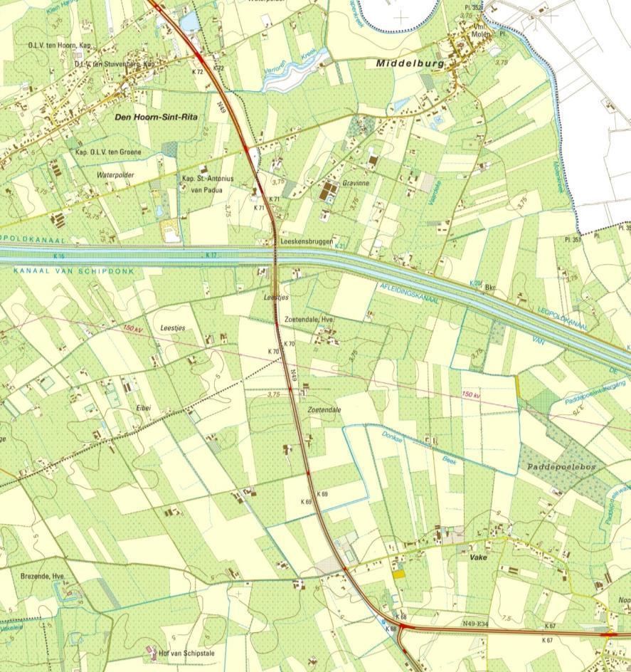 1.1 Situering Het segment van de N49 dat binnen deze opdracht wordt omgevormd tot autosnelweg is gelegen tussen de bocht van Maldegem (KP. 66-67) en Den-Hoorn-Sint-Rita (KP 72.