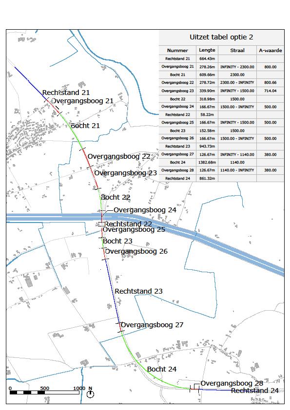 9. BIJLAGEN 9.1 Bijlage 1: varianten alignement hoofdweg 9.1.1 Optie 2 Bij uitwerking van deze optie is getracht zo weinig mogelijk af te wijken van het bestaande tracé.