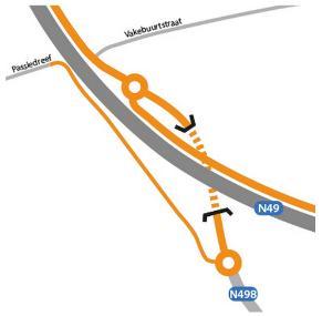 De onderdoorgang wordt fysiek gescheiden (paaltjes, borduur, ) van de onderdoorgang voor fietsers en dienstweg langs het kanaal. Zo zal er geen ongewenst verkeer op de kanaalpaden terecht komen.