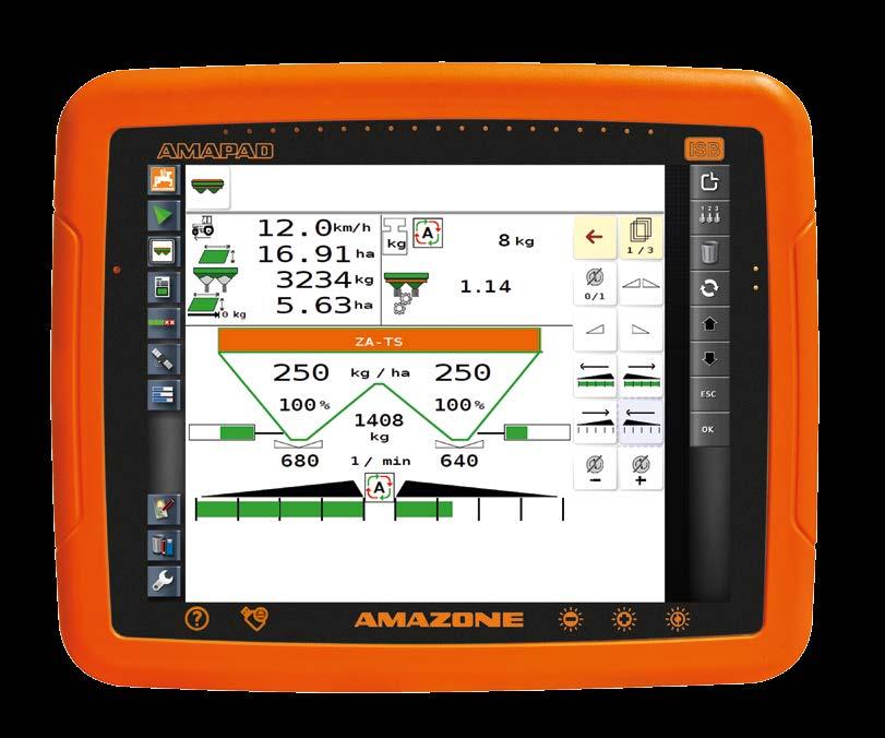 ISOBUS-terminals 30 31 Uw voordelen bij AMAZONE ISOBUS-strooiers: Met alle gangbare ISOBUS-terminals kunnen de machinefuncties, opdrachtmanagement, documentatie en sectieschakeling van de AMAZONE