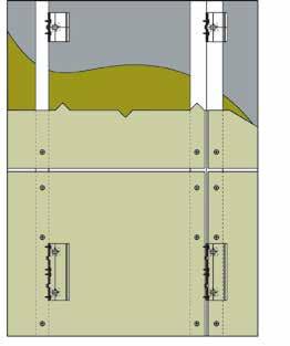 Gevel Aluminium achterconstructie Bevestigingsrichtlijnen en constructie principe Detail 2-103 Glijdende bevestigingspunten Vaste bevestigingspunten