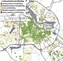 Wijken die zich verder van het centrum van de gemeente bevinden hebben zich tussen 1998 en 2008 gemiddeld genomen dus minder positief ontwikkeld dan wijken in of nabij het centrum.