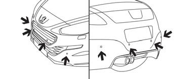 PARKEERHULP Deze functie signaleert met behulp van sensoren in de bumper obstakels in de nabijheid van de auto (personen, auto's, bomen, slagbomen, enz.) die binnen het detectiebereik vallen.