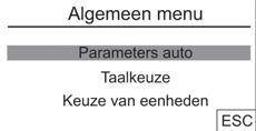 Parameters van de auto In dit menu kunt u bepaalde functies ten behoeve van het rijden en het comfort in- of uitschakelen: - herhaling wagensnelheid, - selectieve ontgrendeling (zie hoofdstuk