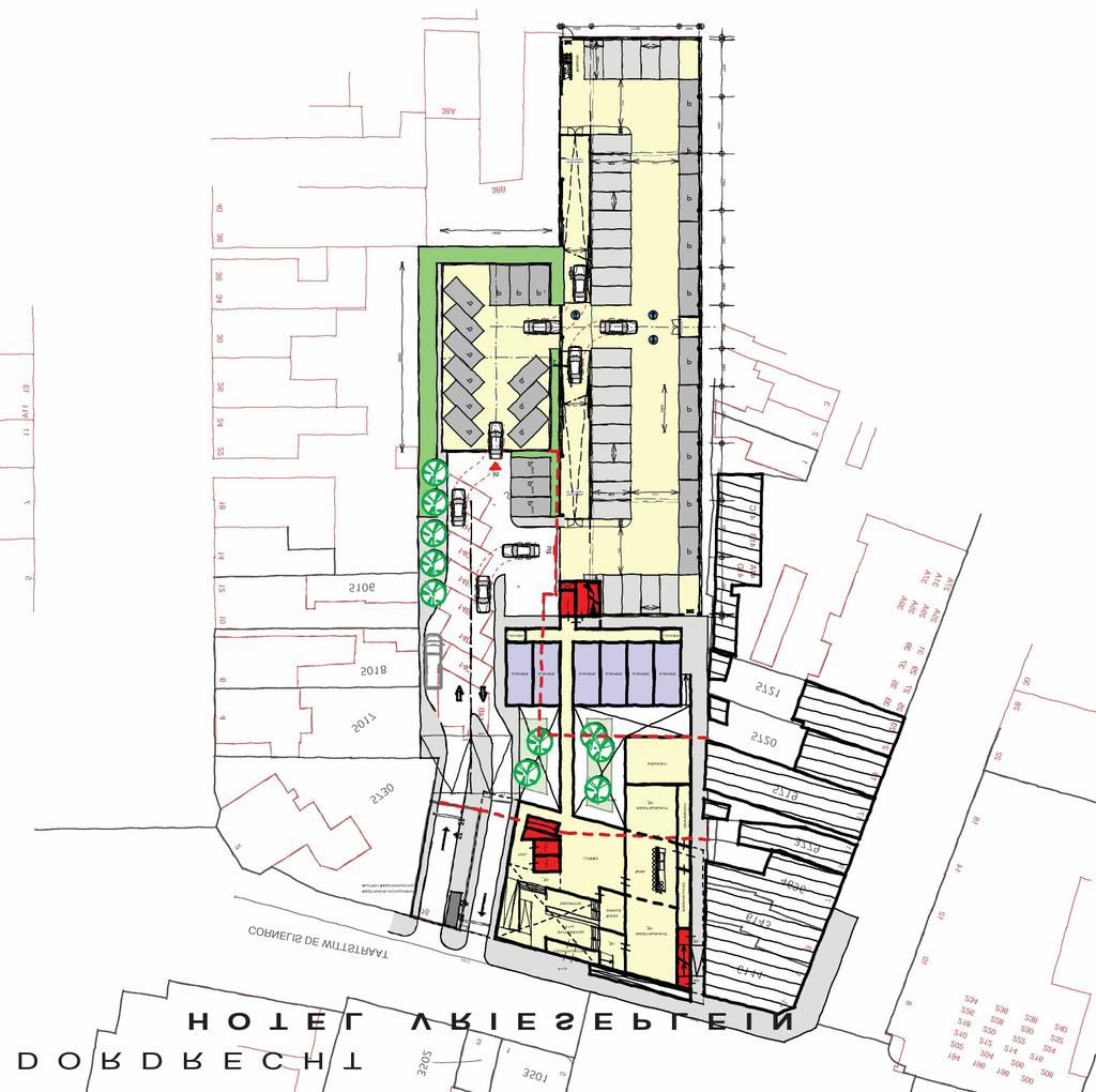 quickscan. Afbeelding 2: Toekomstige situatie. Aan de noordoostzijde wordt een hotel gebouwd.