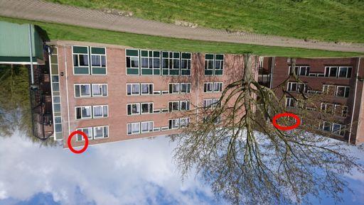 Afbeelding 5: Locatie kraamverblijfplaatsen in gebouw 6, rood gemarkeerd.