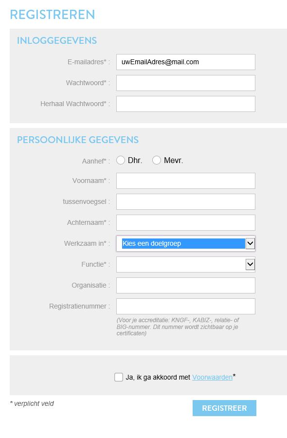 2.1 Het aanmaken van een account (registreren) (Stap 5) Je kunt een account aanmaken op de website www.augeo.nl/registreren.