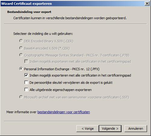mogelijk met alle certificaten in het certificeringspad.