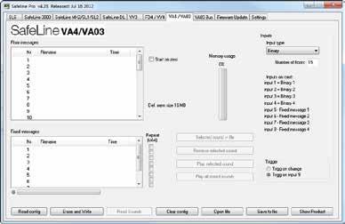 Installeren & testen Configureren MeT safeline Pro. nr. (verdiepingsnummer): Dubbelklik om het *.wavbestand voor de betreffende verdieping (1-32) op te vragen. floor messages: Toont het *.