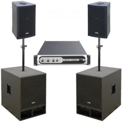 statief 250Wrms - 500Wpeak 2 Set luidsprekers 2: 2X VIBE 12 MK2 1X versterker rack: JB Systems AMP400.