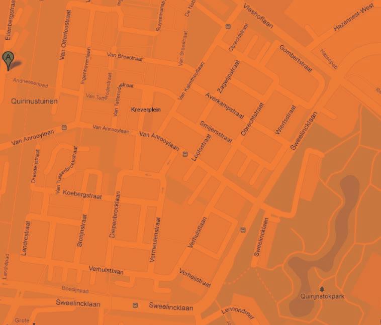 Naar wijkcentrum De Baselaer - Route #19 7 In de bocht rechtsaf, Verheystraat. 8 Op het einde, Sweelincklaan over en schuin links, het zandpad in en meteen rechtsaf. 9 Pad langs de tennisbanen volgen.