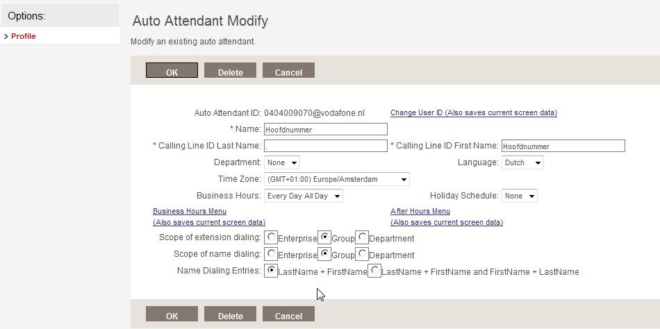 De actieve Feature Access Codes bij de actieve diensten in uw One Net