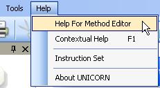 Vraag het helpprogramma op 3 Systeembeschrijving 3.6 UNICORN-softwareoverzicht 3.6.1 Algemene UNICORN werking De UNICORN-software bevat een uitgebreid hulpprogramma.