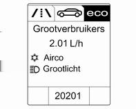 Eco-indexdisplay: Het huidige brandstofverbruik wordt weergegeven op een gesegmenteerd display.