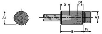 betonstaal Koppeling A1 mm A2 mm B mm Fc mm D mm D1 mm 12 EL12P15 33 27* 42 19 18 13 14 EL14P15 33 33 47 19 21 15 16 EL16P15 37 33 52 19 24 17 20