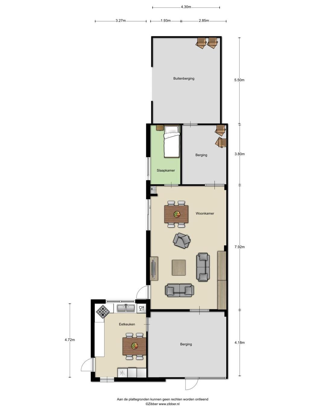 Plattegrond begane grond zijvleugel