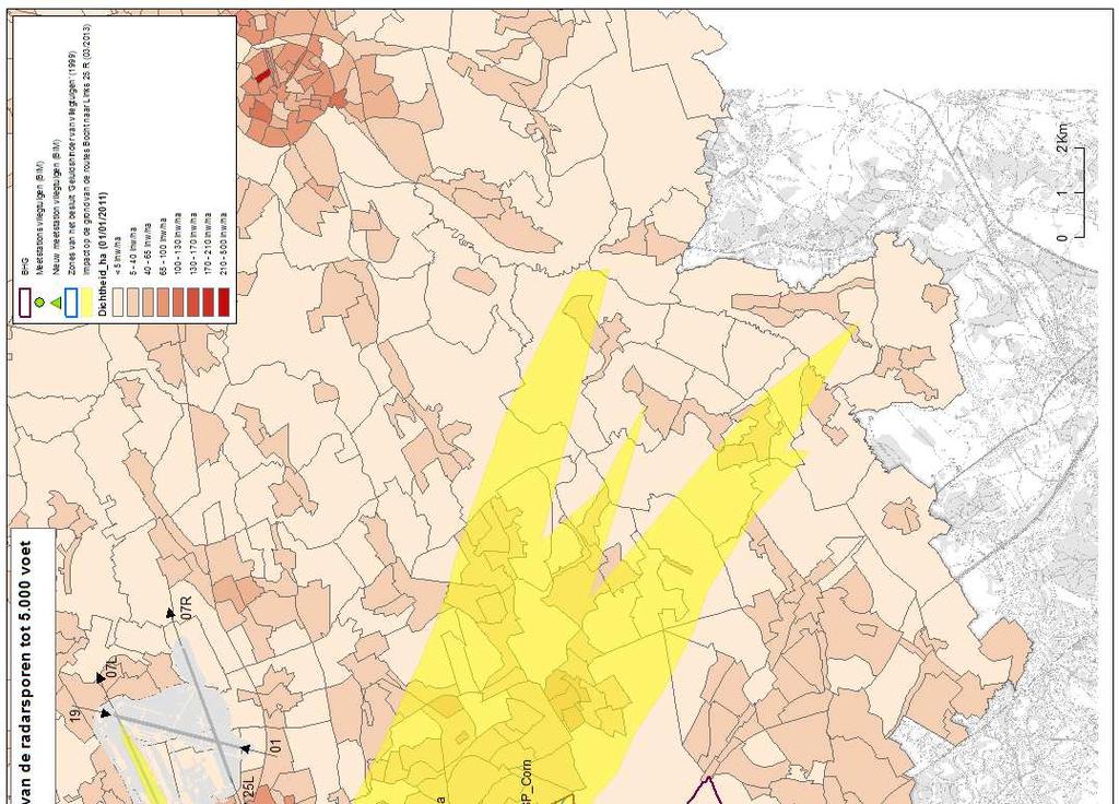 Kaart opgesteld op basis van de radarsporen tot 5.