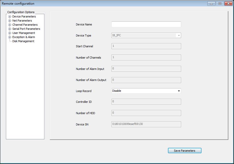 REMOTE CONFIGURATIE Selecteer een apparaat en klik op remote config om de configuratie van de NVR te openen.
