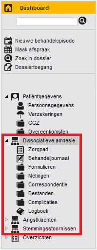 2 Behandelepisode met onderliggende submenu s Handleiding: Patiëntdossier Elk patiëntdossier heeft tenminste één behandelepisode.