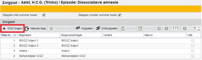 2 Zorgpad Het Zorgpad is het centrale punt binnen iedere behandelepisode (lees: klacht) waar u het trajectformulier aantreft en overige zorginhoudelijke gegevens vastlegt, zoals de intake in het