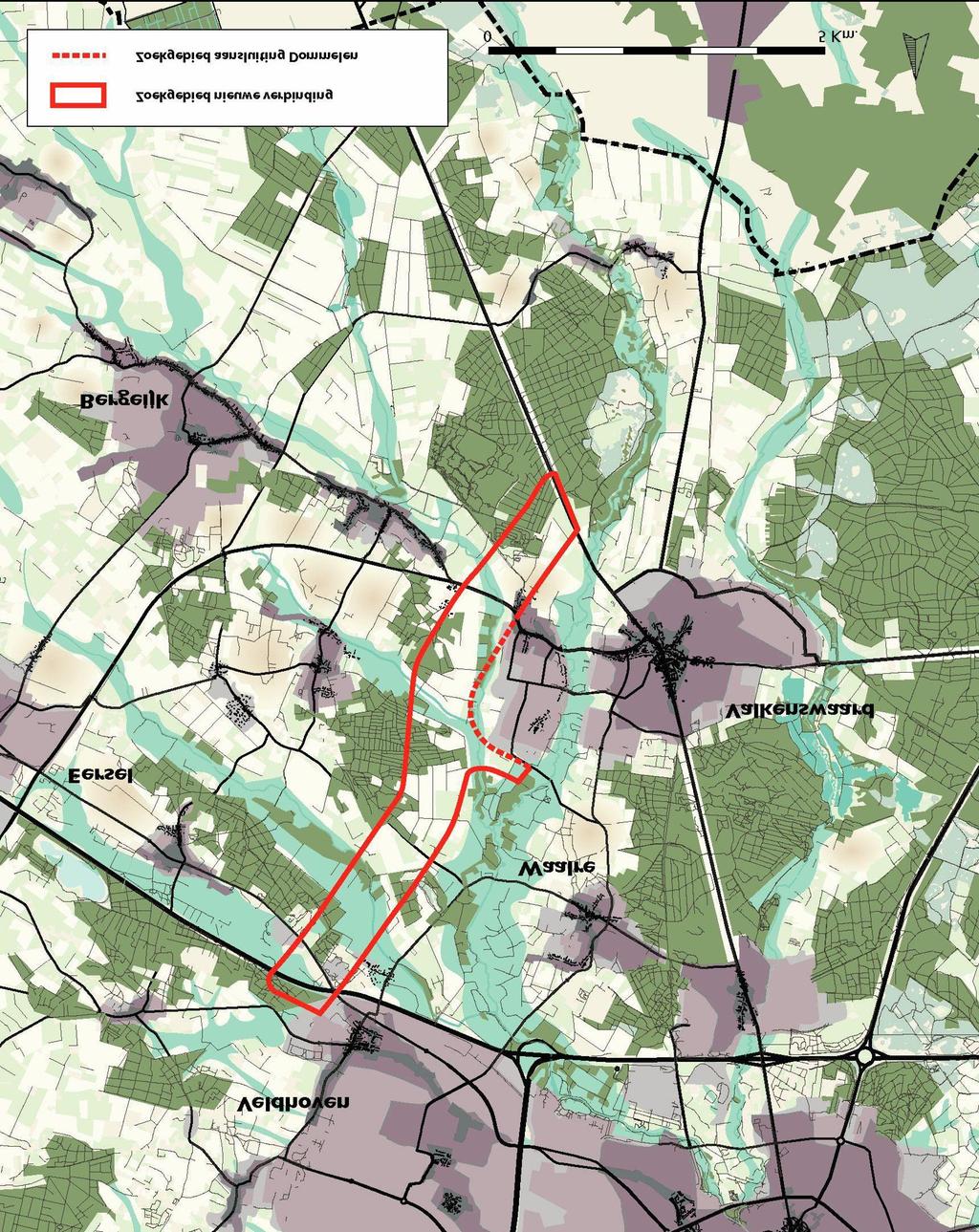 1. Nieuwe infrastructurele verbinding Uitwerking van de Structuurvisie 80 km/u weg, 2x1 rijstrook Aansluiting op de A67 t.h.v. Veldhoven-West en ten zuiden van Valkenswaard op de huidige N69 Aandacht voor inpassing van de weg in het gebied (beken, landbouw, landschap).