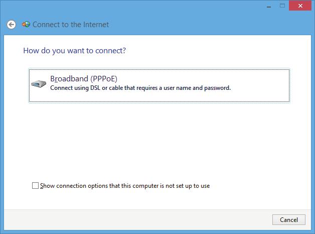 verbinding of netwerk instellen). 8. Selecteer Connect to the Internet (Verbinding maken met het internet) en klik op Next (Volgende).