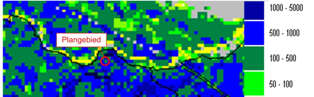 Het noordelijke deel van het plangebied (boringen 5, 6, 7 en 8). Hier heeft de kleilaag een dikte van circa 2 m, en bij boring 6 circa 1 m.