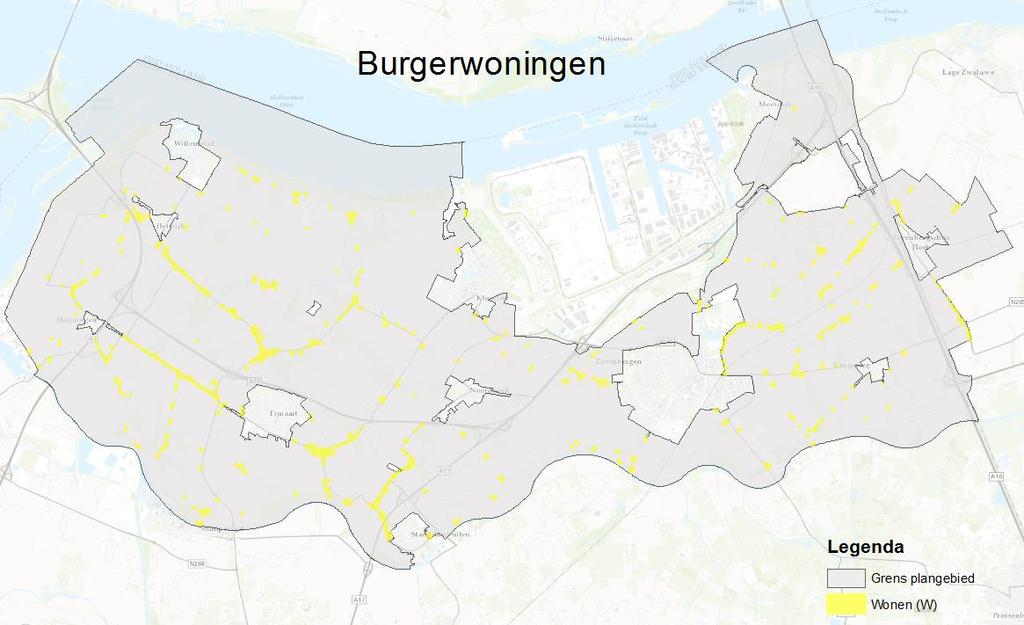 Daarnaast zijn er meer dan 800 burgerwoningen (zie afbeelding). Deze zijn vooral te vinden in de dijklinten.