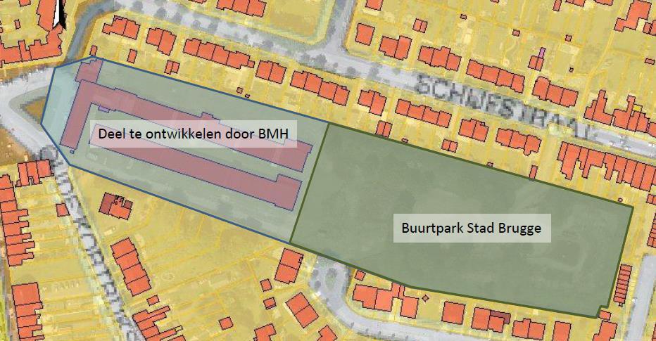 Op 20 november 2009 besliste Stad Brugge principieel om aan deze site een bestemming te geven van sociale woonwijk (1,3 ha) en een buurtpark (1,2 ha) met de mogelijkheid om in een deel ervan een