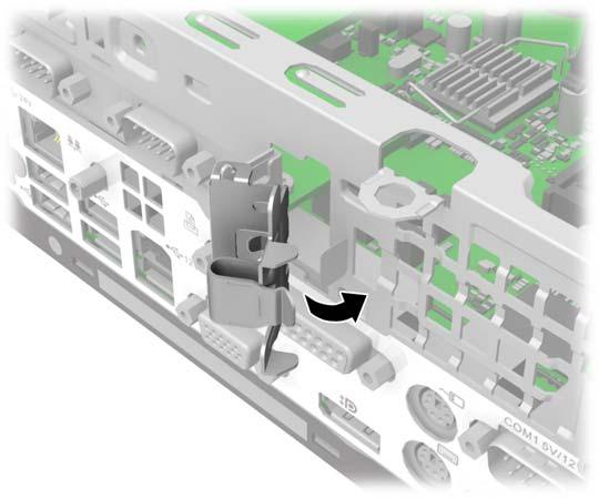 8. Installeer de Powered Serial Port-uitbreidingskaart in de onderste sleuf op de riserkaart.