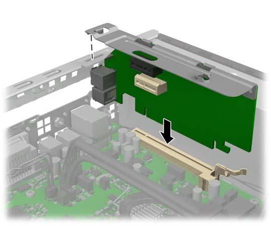 9. Om een nieuwe riserkaart te installeren, moet u de riserkaart stevig in het voetje op de systeemkaart drukken.