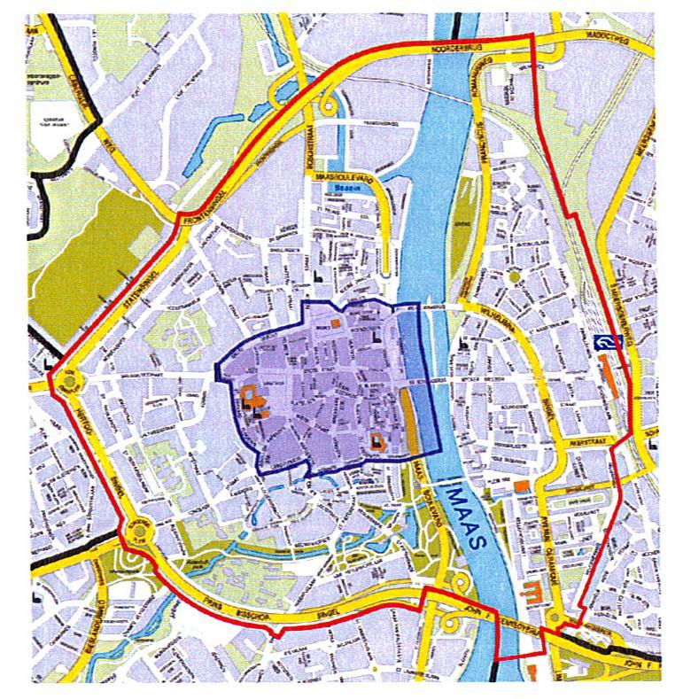 3.2 Resultaten inventarisatie graffiti- en wildplak vervuiling centrum buurten Gemeente Maastricht 6 3.2.1 Begrenzing gebied: De centrumbuurten Binnenstad, Jekerkwartier, Kommelkwartier, Statenkwartier, Boschstraatkwartier, St.